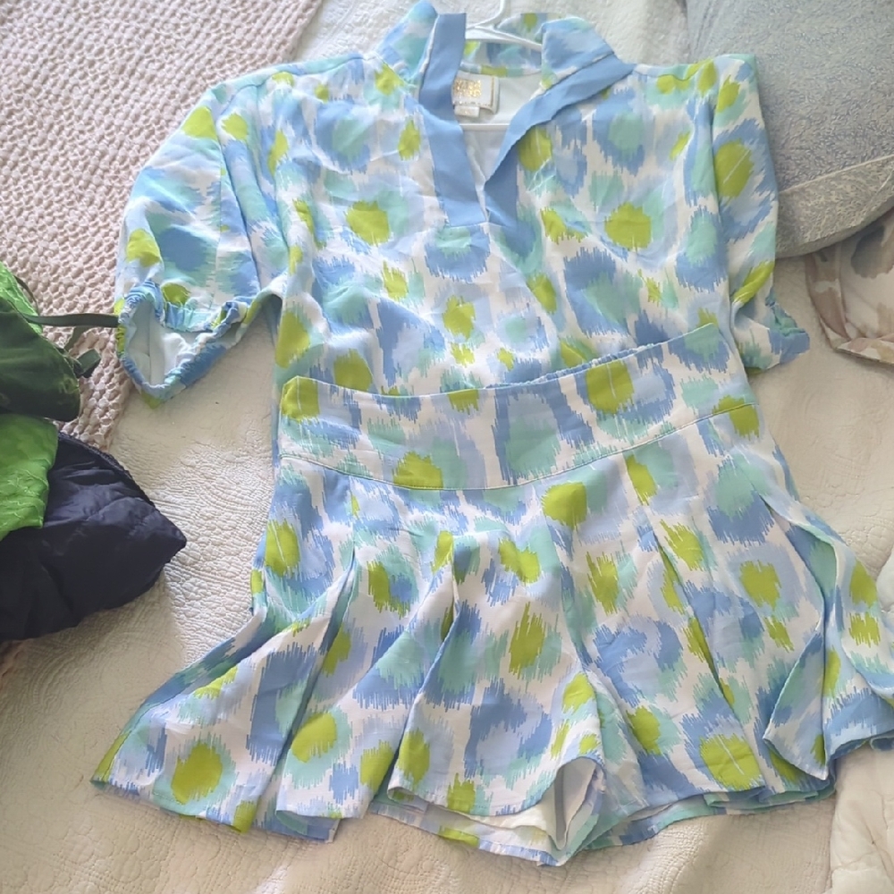 Blue and Green Patterned Dress